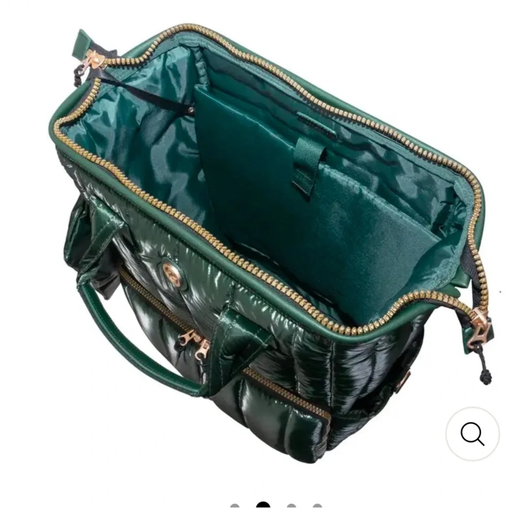 Jonah David metallic Emerald Quilted Backpack nwt  with a free people gift - Picture 3 of 9